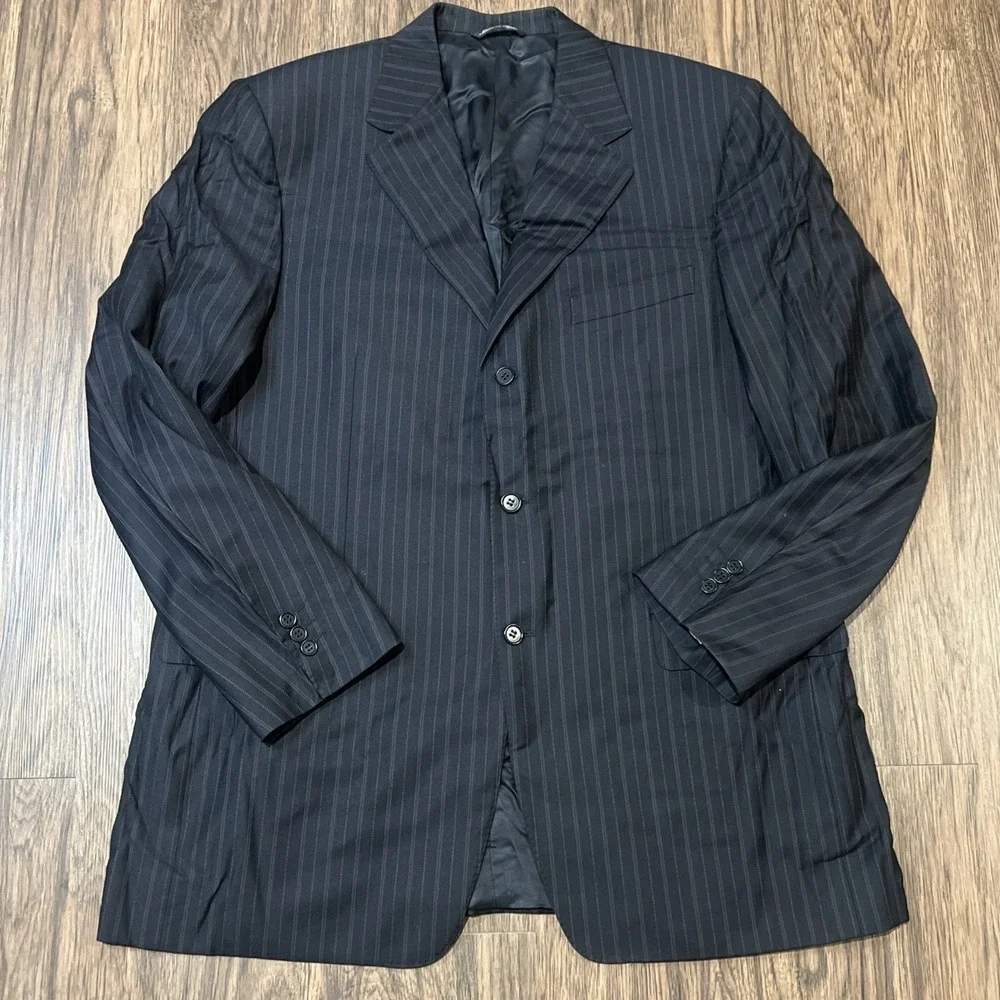 Canali Super 120s Pure Wool Men's Blazer Navy Pinstripe Size 54 Long Italy